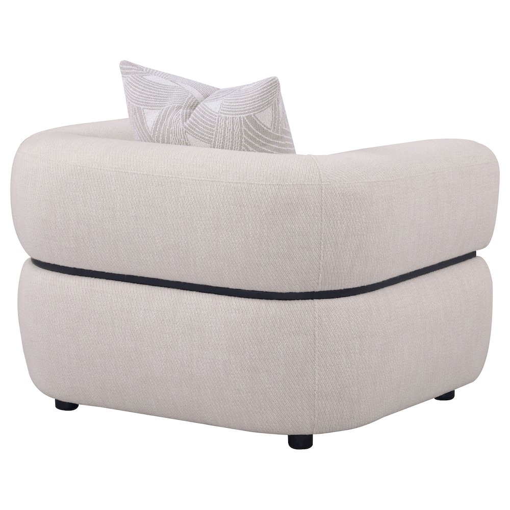 Jeanette Fabric Upholstered Round Arm Accent Chair Beige. Picture 6