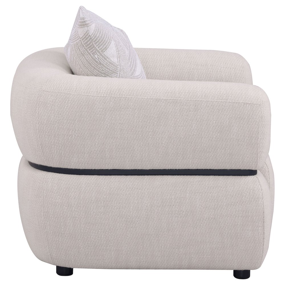 Jeanette Fabric Upholstered Round Arm Accent Chair Beige. Picture 7