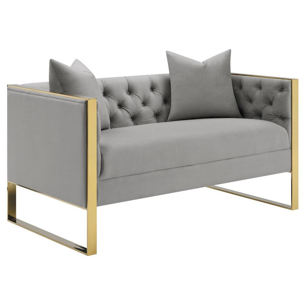 Eastbrook Tufted Back Loveseat Grey. Picture 1