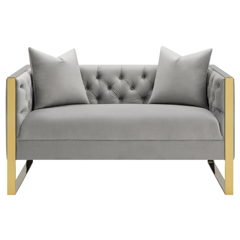 Eastbrook Tufted Back Loveseat Grey. Picture 2