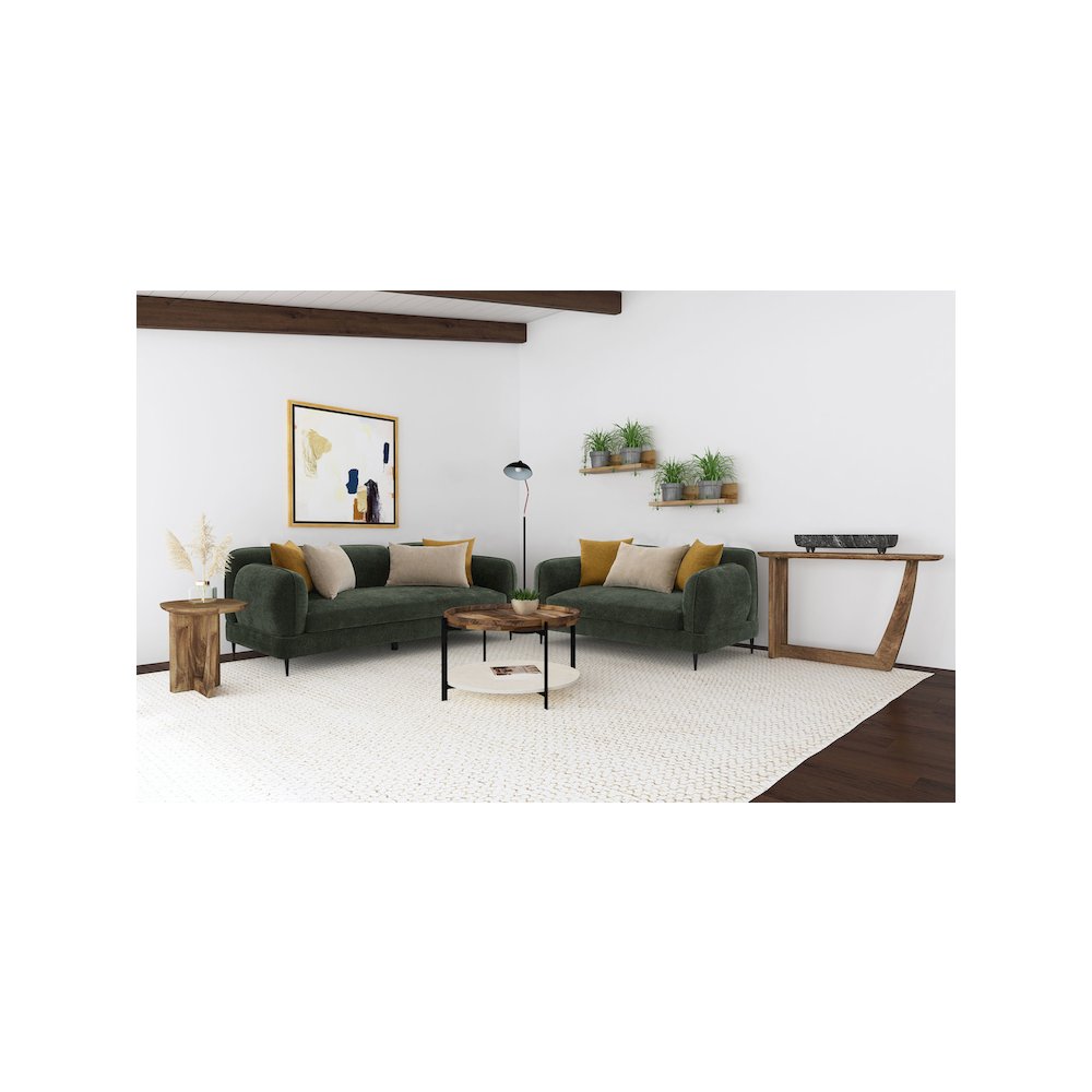 Jade 2-piece Chenille Upholstered Sofa Set Green. Picture 2