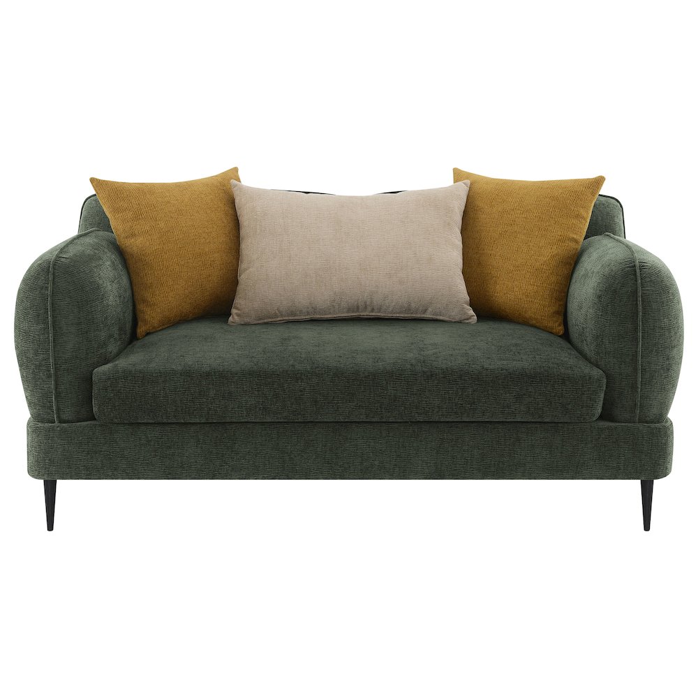 Jade Chenille Upholstered Modern Track Arm Loveseat Green. Picture 3