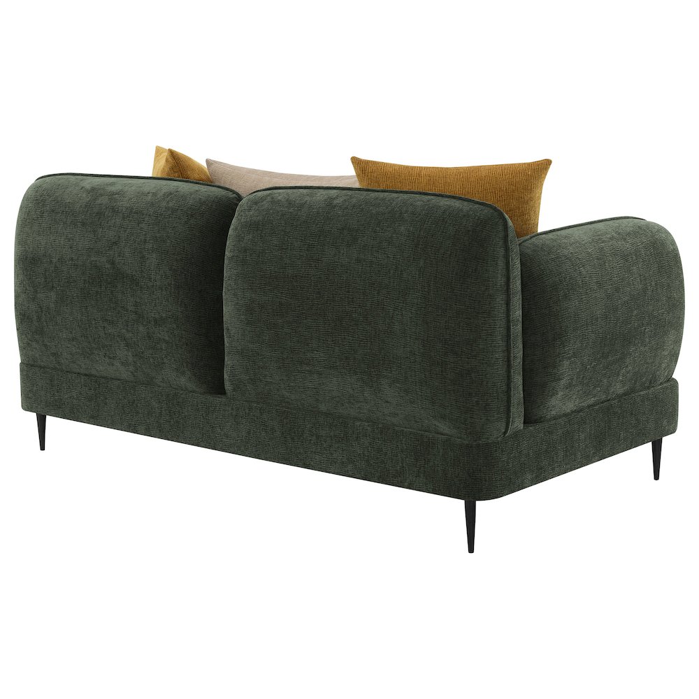 Jade Chenille Upholstered Modern Track Arm Loveseat Green. Picture 7