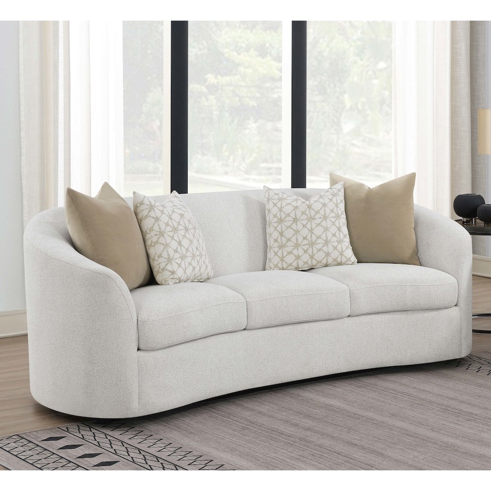 Rainn Boucle Upholstered Sloped Arm Sofa Latte. Picture 9