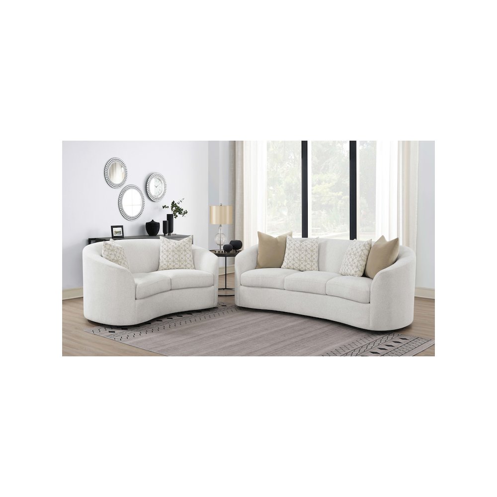 Rainn 2-piece Boucle Upholstered Sloped Arm Sofa Set Latte. Picture 2