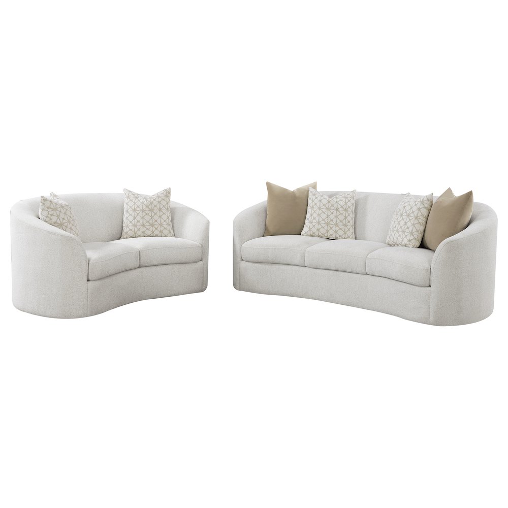 Rainn 2-piece Boucle Upholstered Sloped Arm Sofa Set Latte. Picture 1