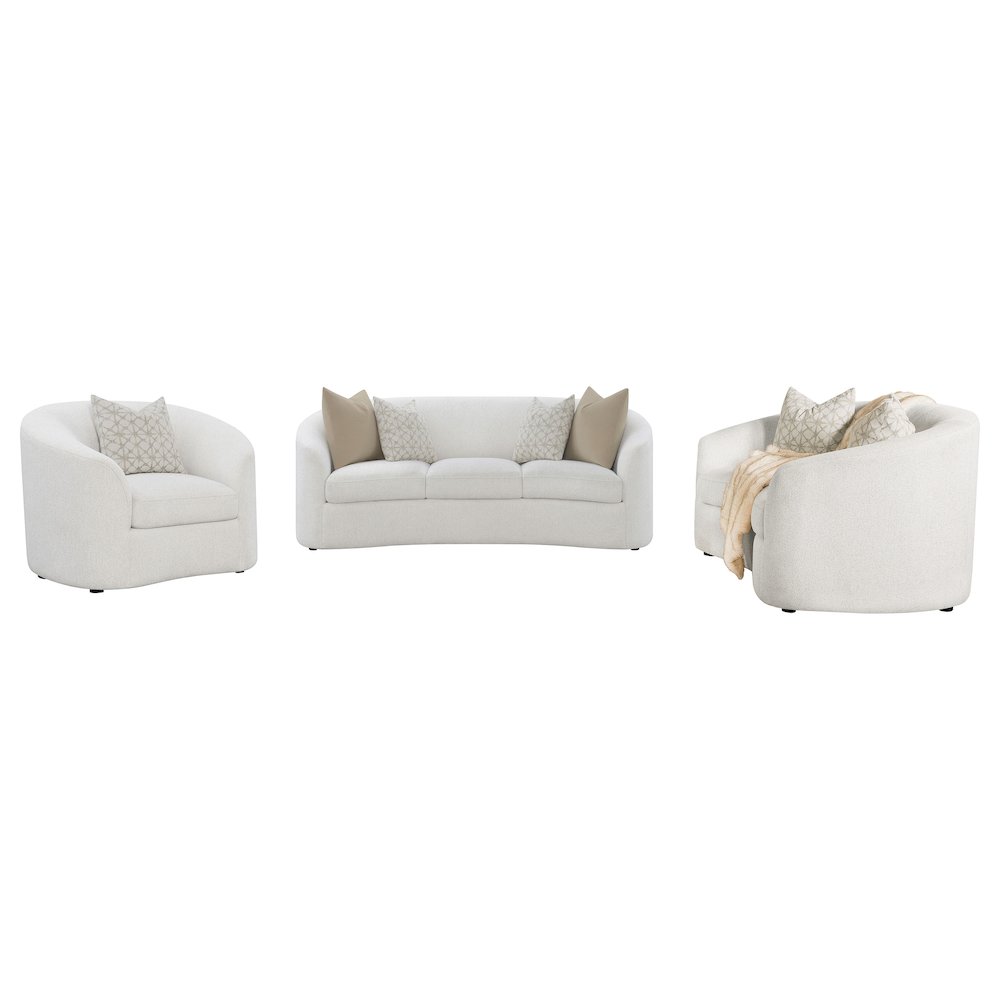Rainn 3-piece Boucle Upholstered Sloped Arm Sofa Set Latte. Picture 1