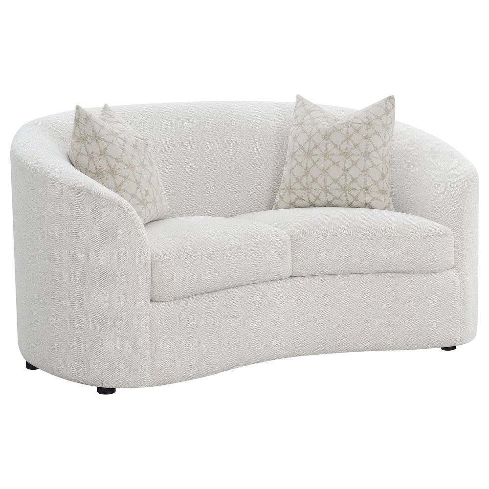 Rainn Boucle Upholstered Sloped Arm Loveseat Latte. Picture 1
