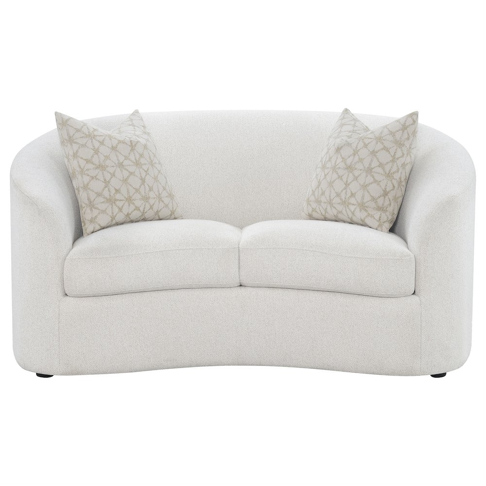 Rainn Boucle Upholstered Sloped Arm Loveseat Latte. Picture 3