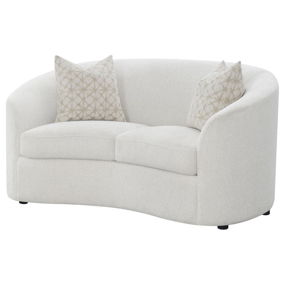 Rainn Boucle Upholstered Sloped Arm Loveseat Latte. Picture 4