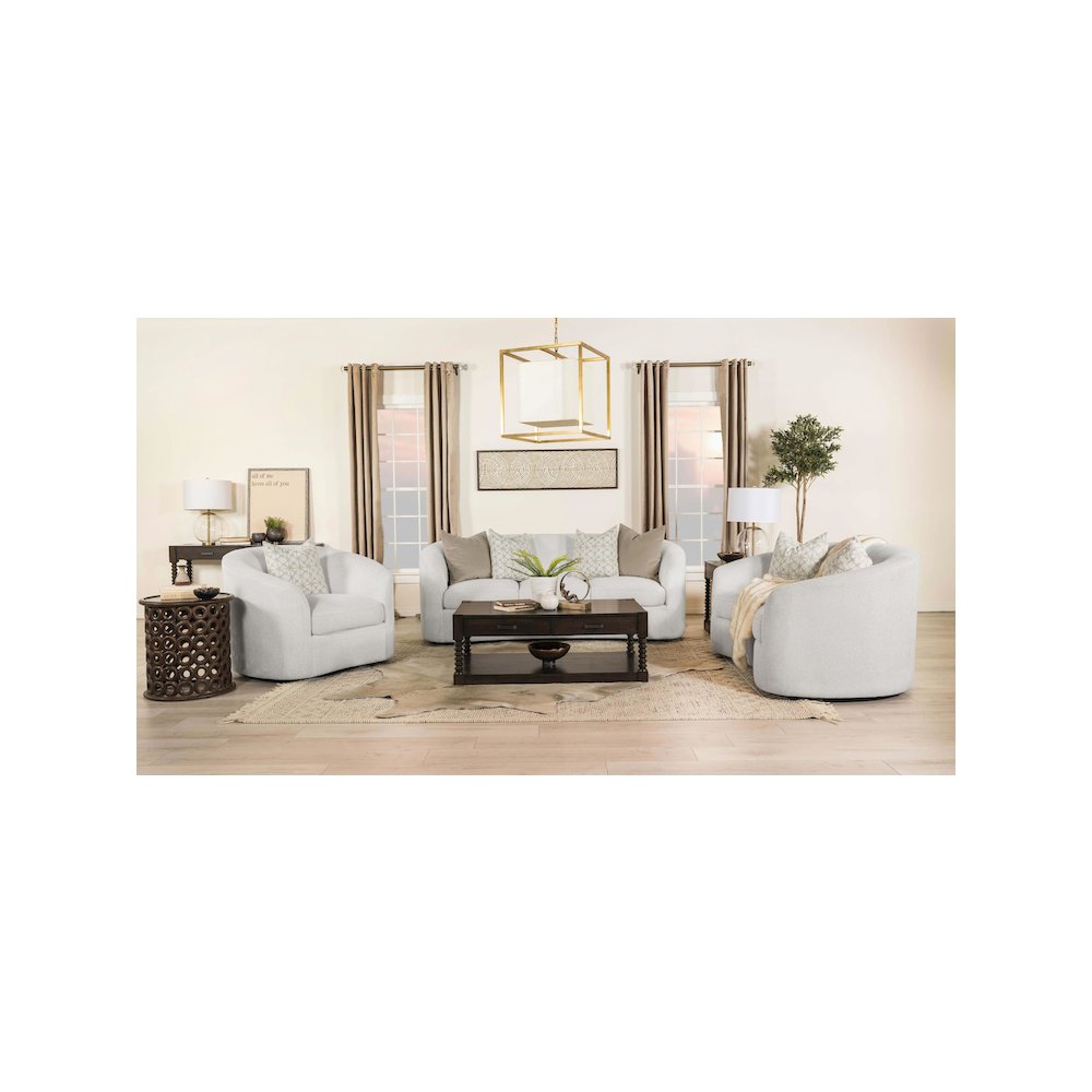 Rainn Boucle Upholstered Sloped Arm Loveseat Latte. Picture 11