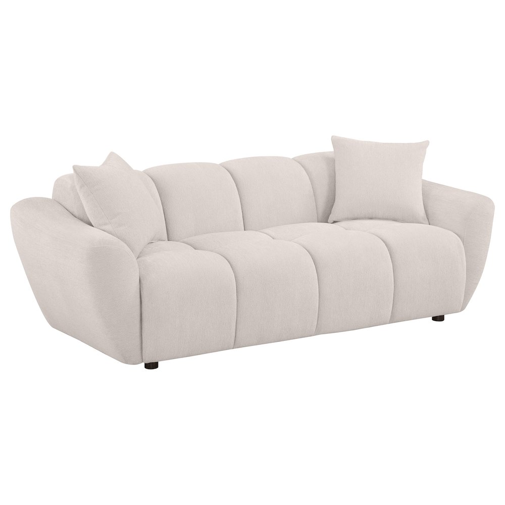 Destino Chenille Upholstered Splayed Arm Sofa Greige. Picture 1