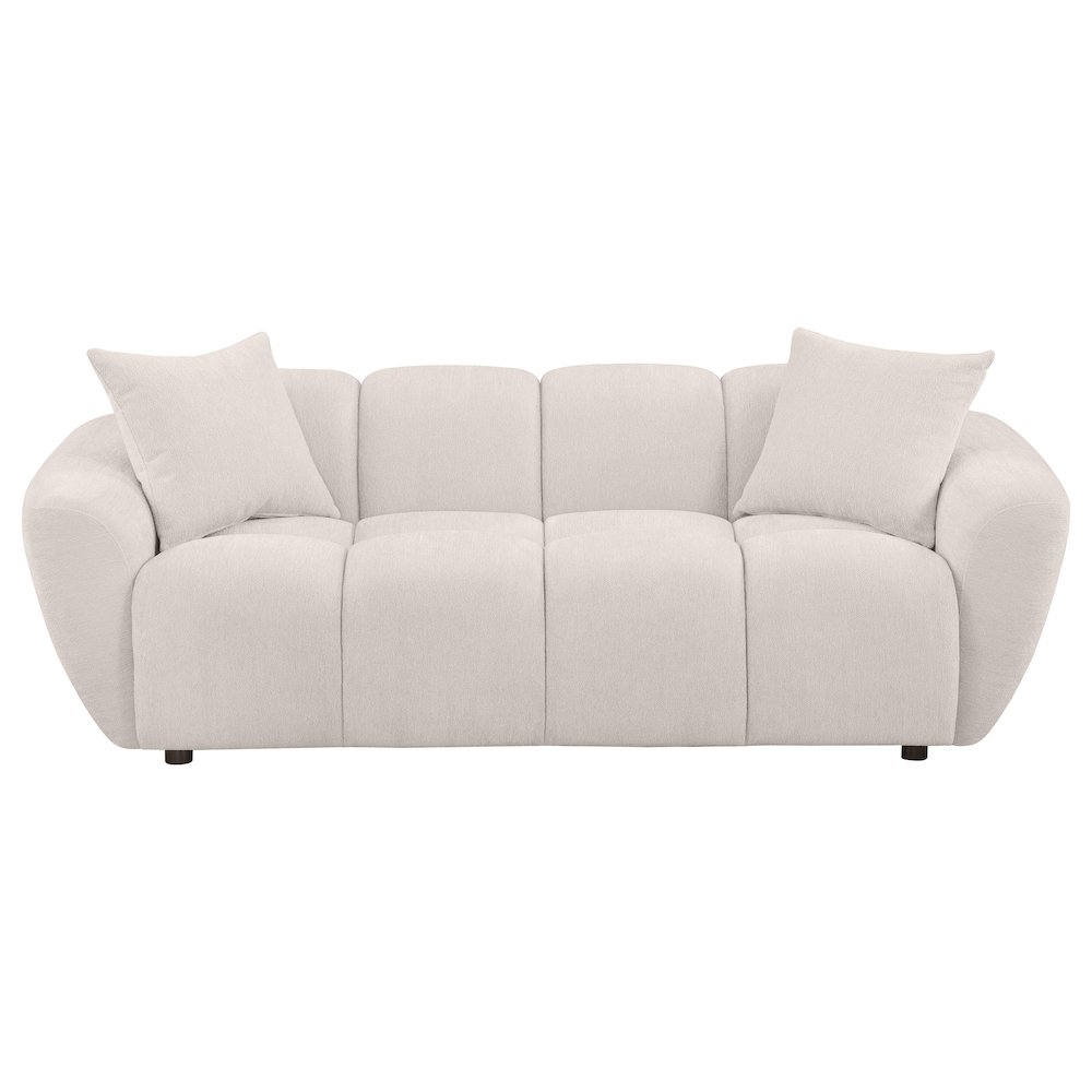 Destino Chenille Upholstered Splayed Arm Sofa Greige. Picture 2