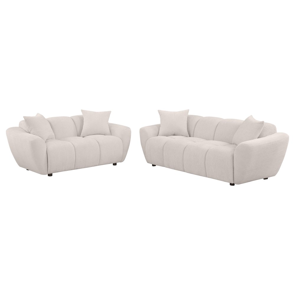Destino 2-piece Chenille Splayed Arm Sofa Set Greige. Picture 1