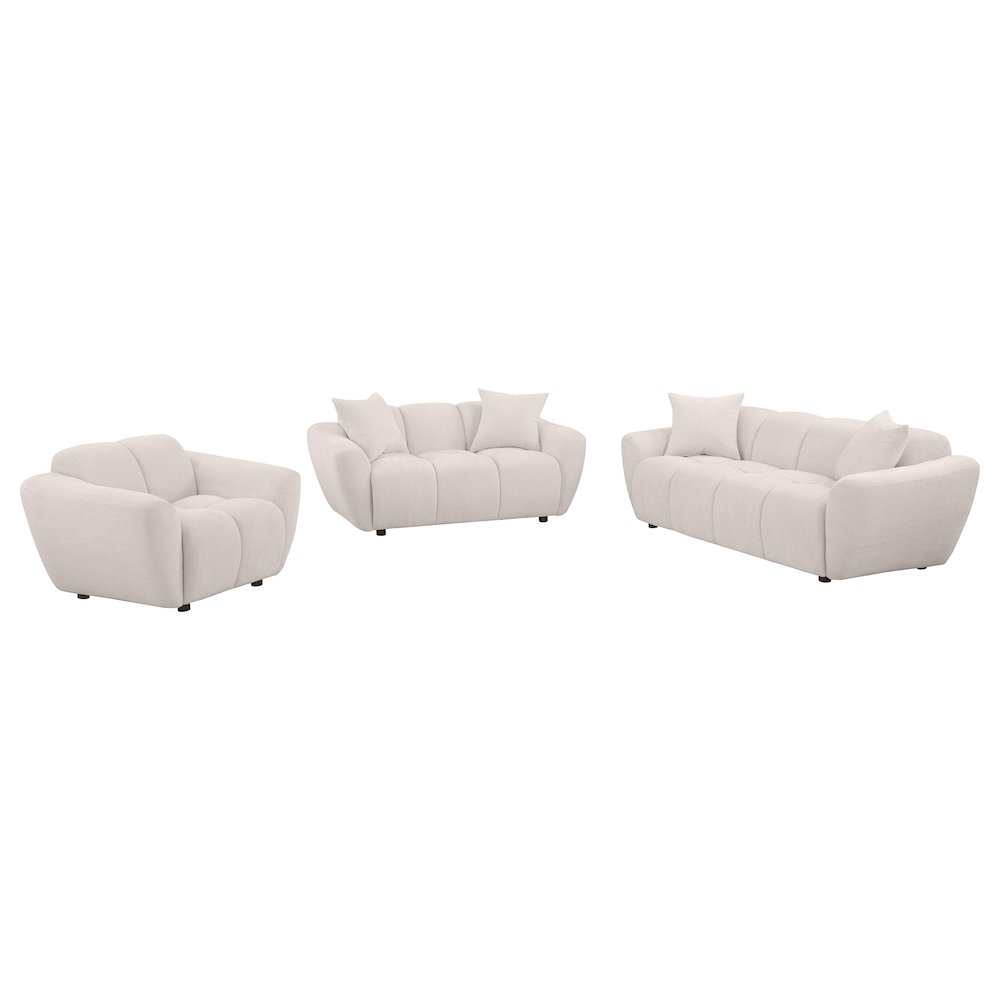 Destino 3-piece Chenille Splayed Arm Sofa Set Greige. Picture 1