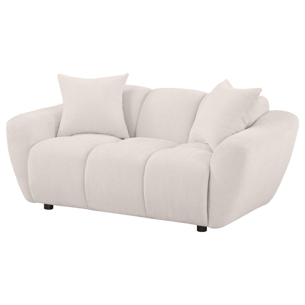 Destino Chenille Upholstered Splayed Arm Loveseat Greige. Picture 3