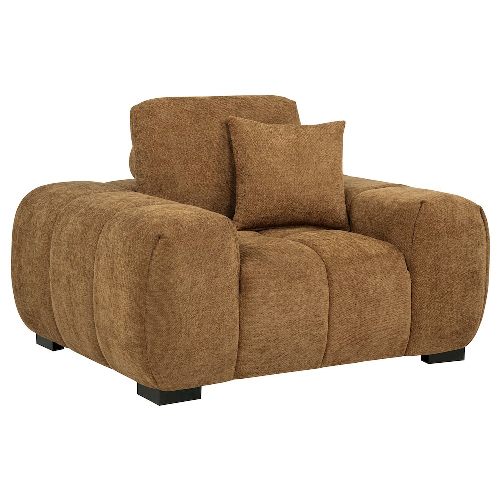 Octavia Fabric Upholstered Track Arm Accent Chair Amber. Picture 1