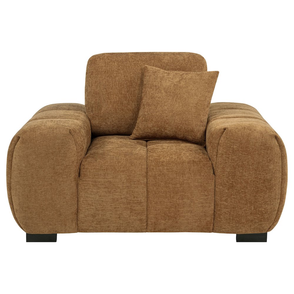 Octavia Fabric Upholstered Track Arm Accent Chair Amber. Picture 2