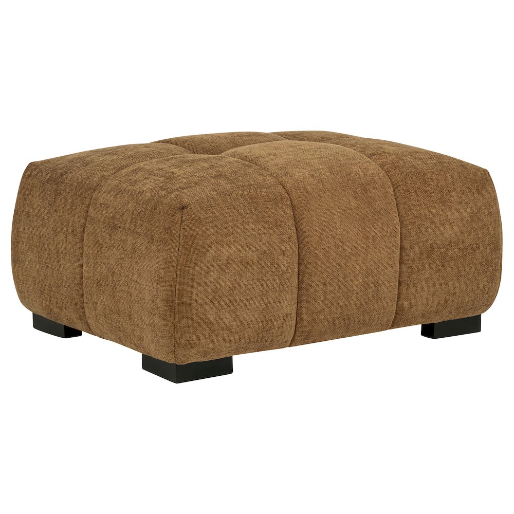 Octavia Fabric Upholstered Rectangular Ottoman Amber. Picture 1