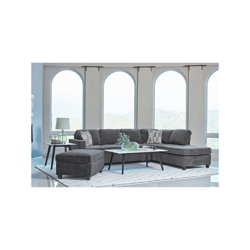 Mccord Upholstered Track Arm Sectional Sofa Dark Grey. Picture 3