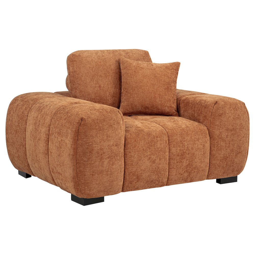 Octavia Fabric Upholstered Track Arm Accent Chair Orange. Picture 1