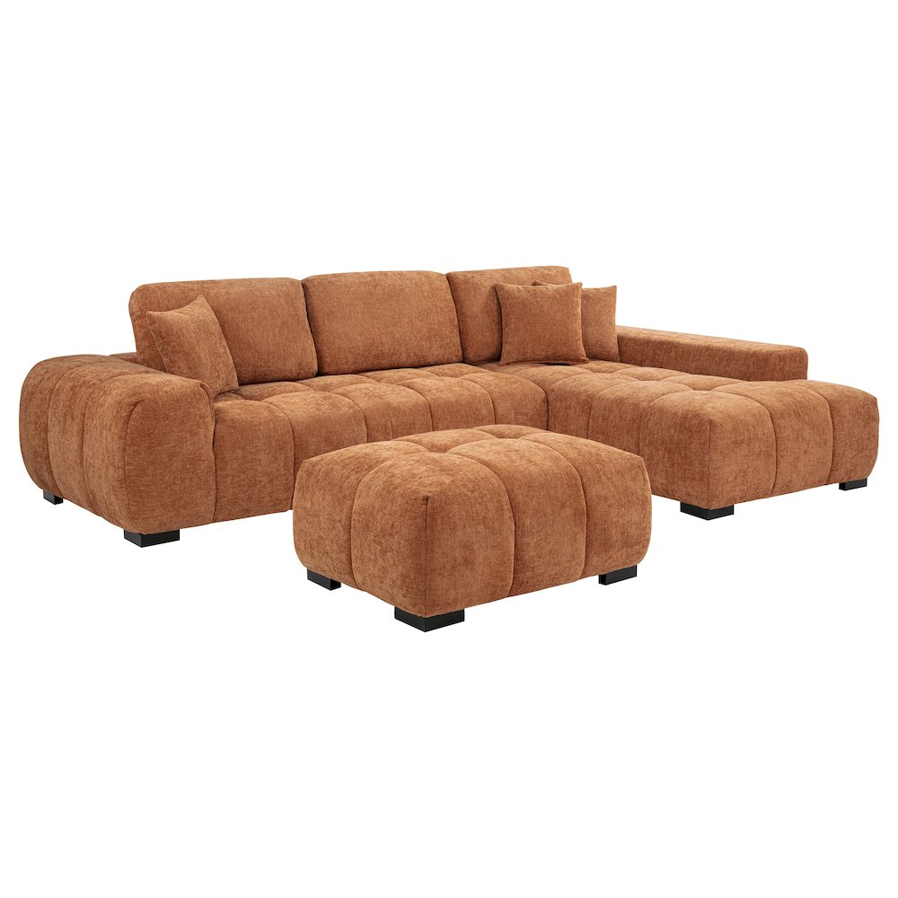 Octavia Fabric Upholstered Rectangular Ottoman Orange. Picture 4