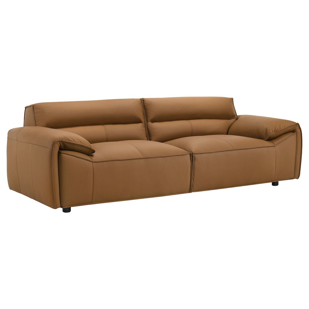 Buxton Top Grain Leather Upholstered Sofa Orange. Picture 1