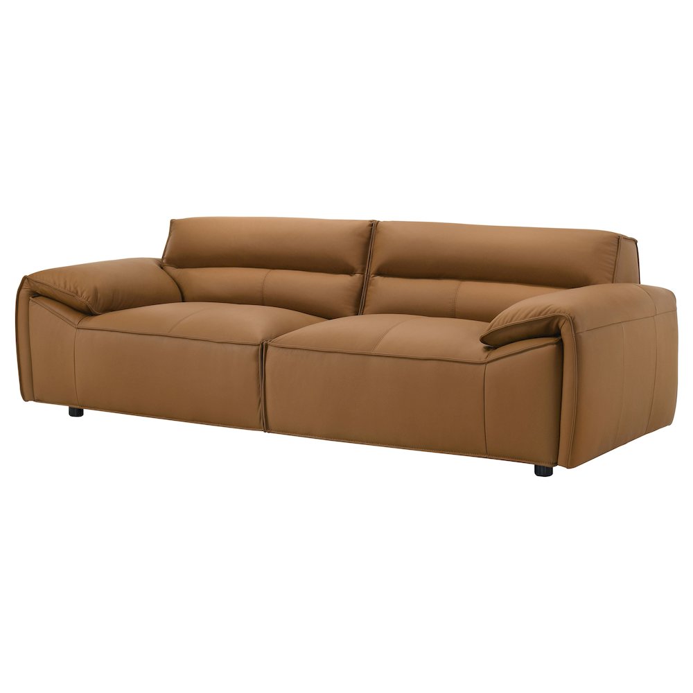 Buxton Top Grain Leather Upholstered Sofa Orange. Picture 3