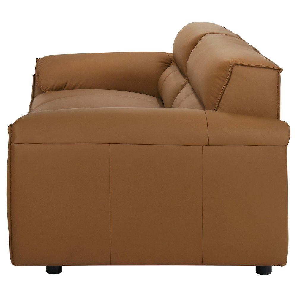 Buxton Top Grain Leather Upholstered Sofa Orange. Picture 4
