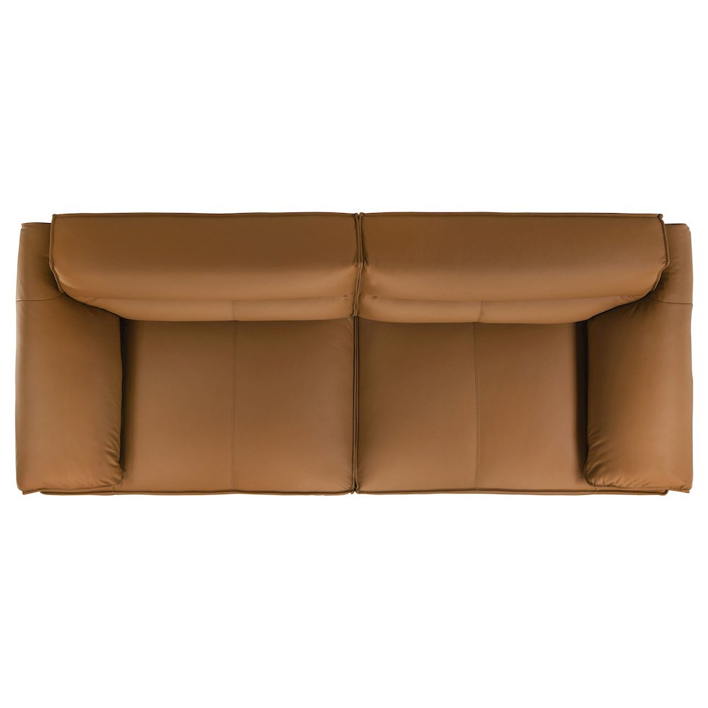 Buxton Top Grain Leather Upholstered Sofa Orange. Picture 9