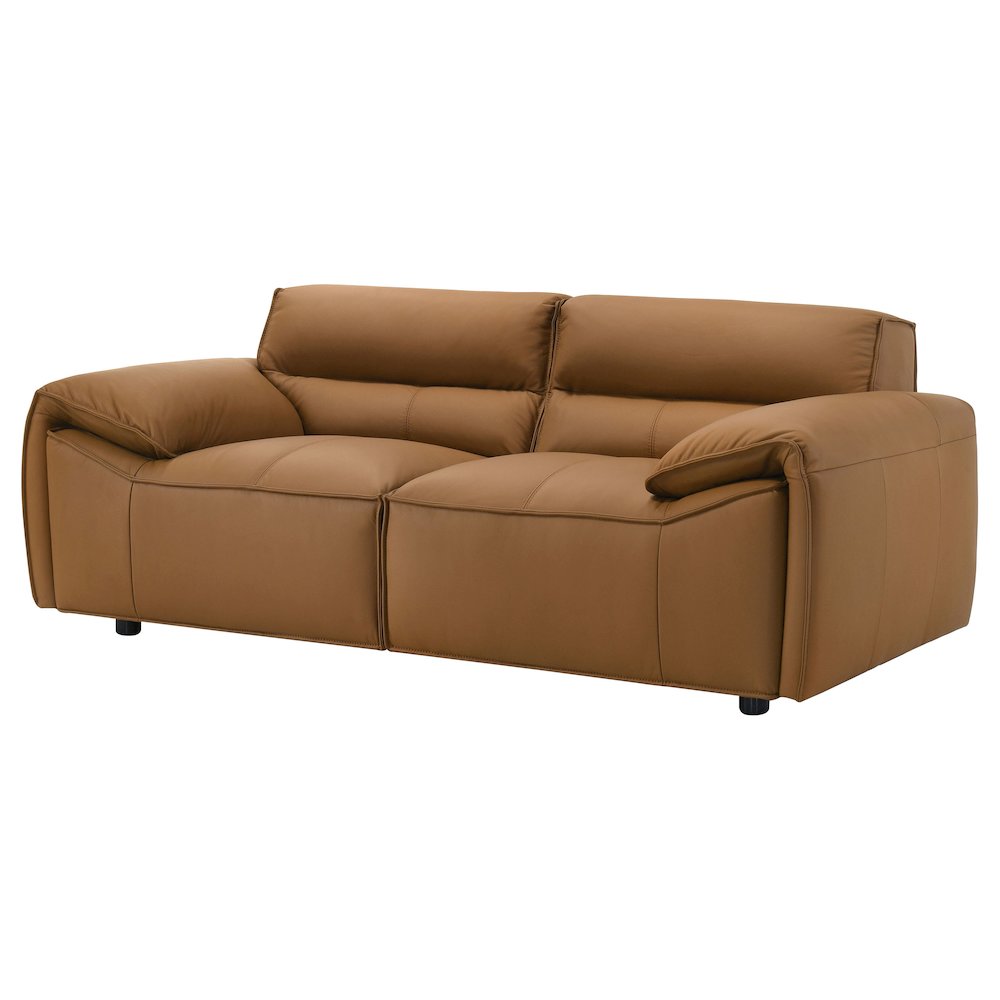 Buxton Top Grain Leather Upholstered Loveseat Orange. Picture 3