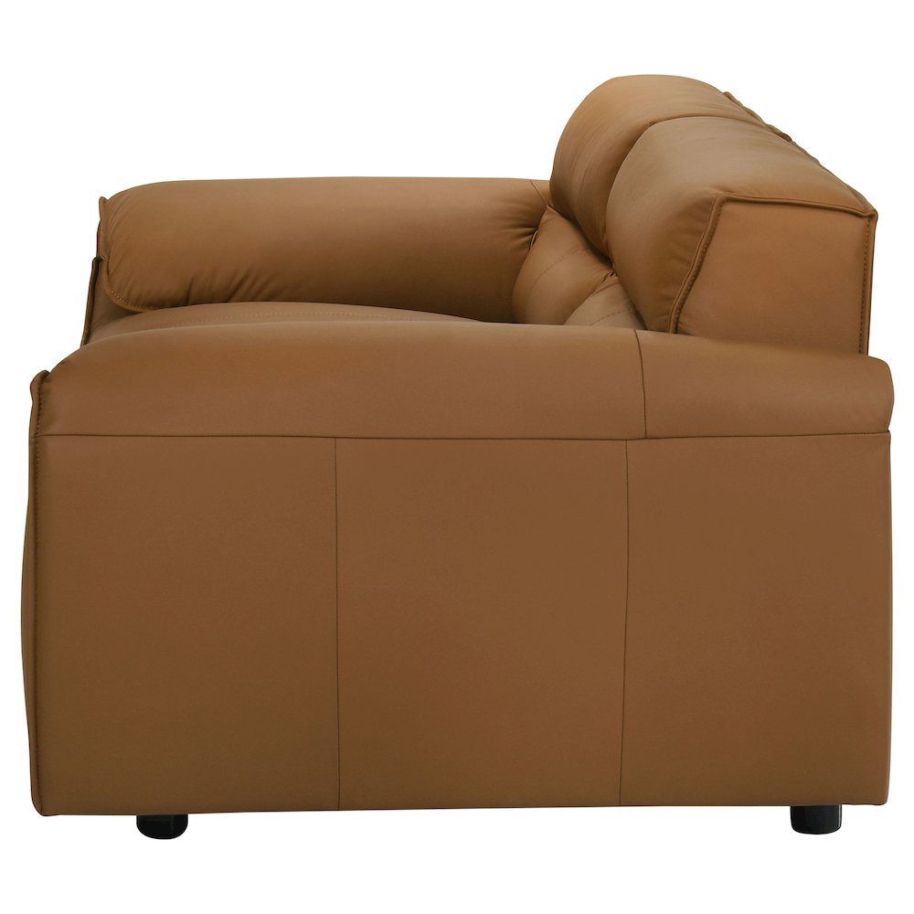 Buxton Top Grain Leather Upholstered Loveseat Orange. Picture 4