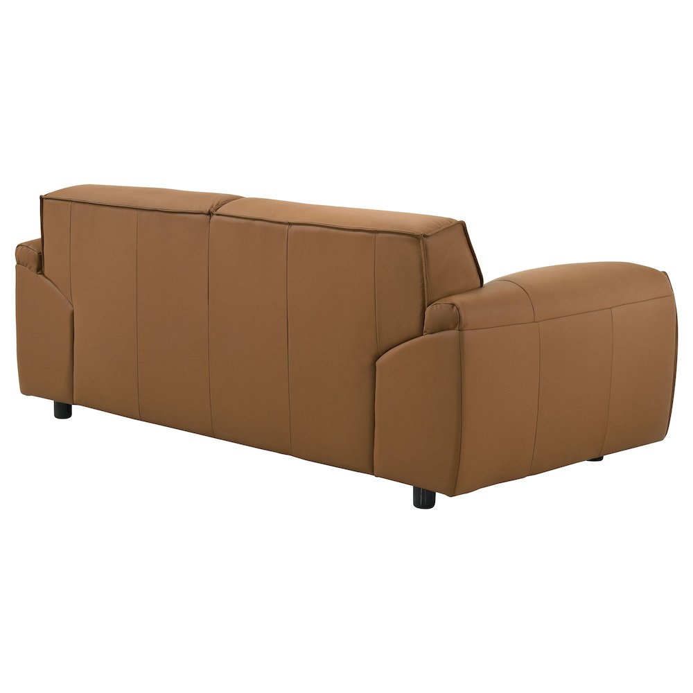 Buxton Top Grain Leather Upholstered Loveseat Orange. Picture 7