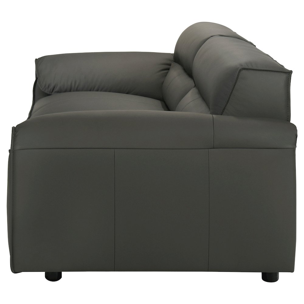 Buxton Top Grain Leather Upholstered Sofa Graphite. Picture 4