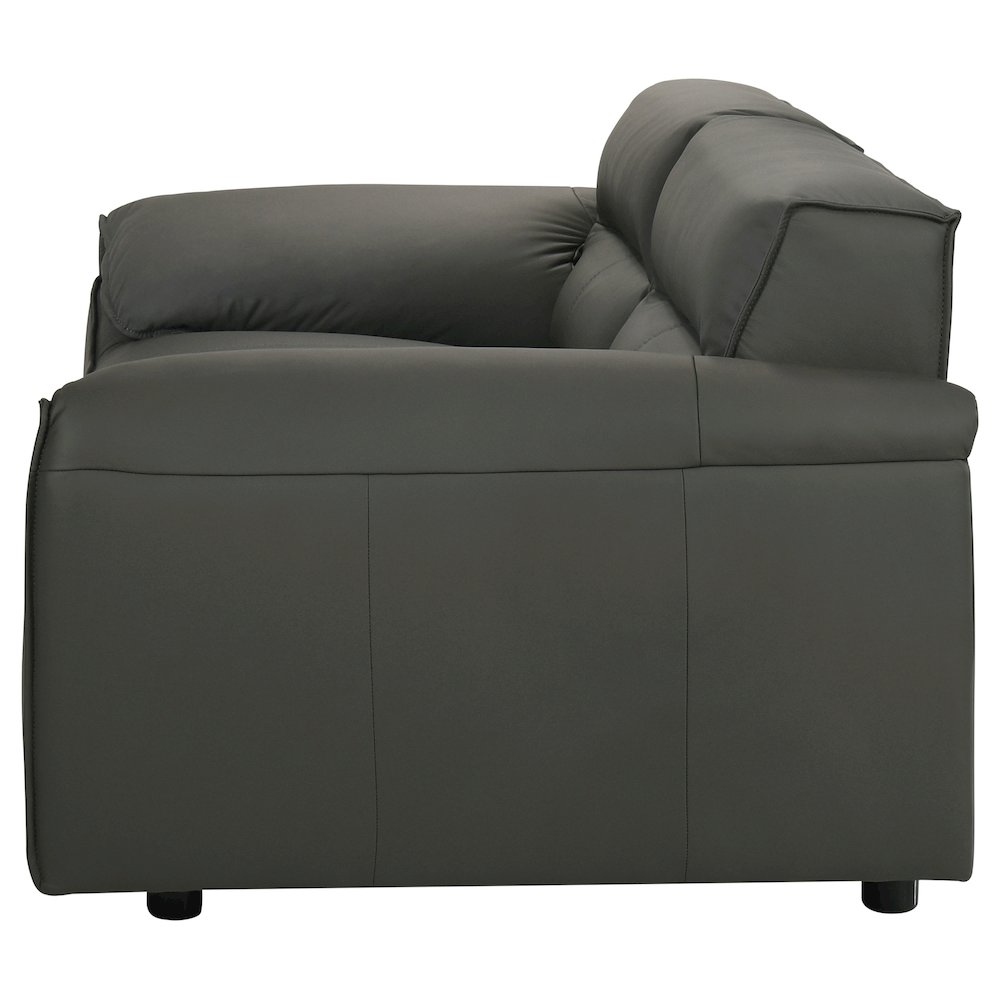 Buxton Top Grain Leather Upholstered Loveseat Graphite. Picture 4