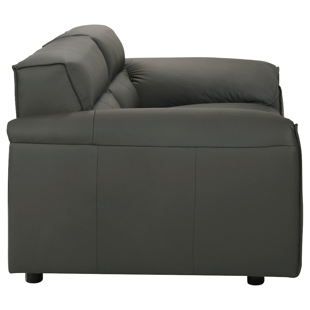 Buxton Top Grain Leather Upholstered Loveseat Graphite. Picture 8