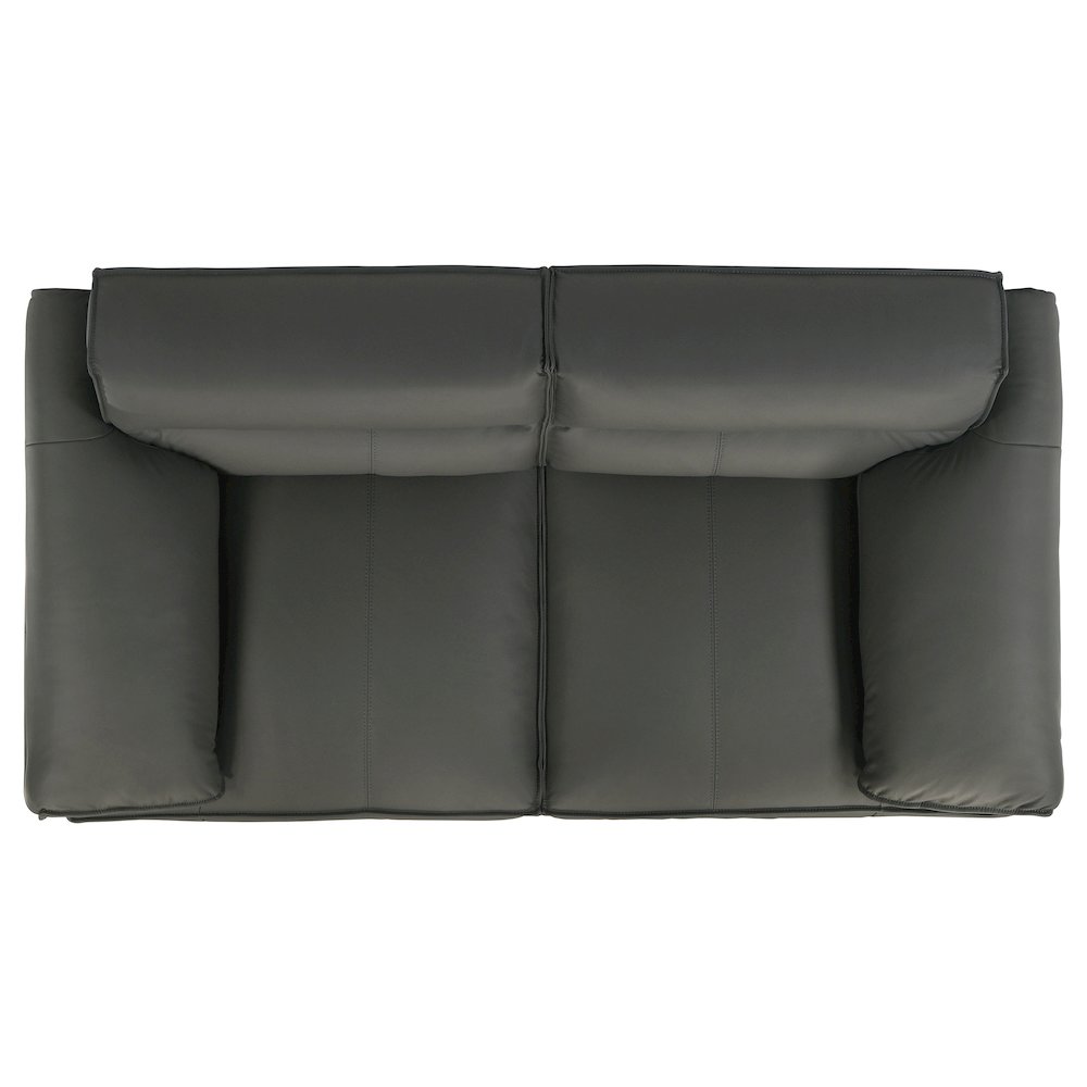 Buxton Top Grain Leather Upholstered Loveseat Graphite. Picture 9