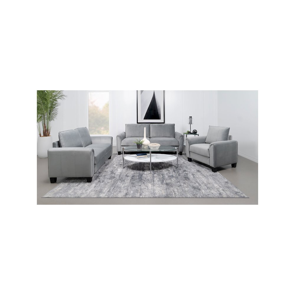 Davis Upholstered Rolled Arm Accent Chair Grey. Picture 11