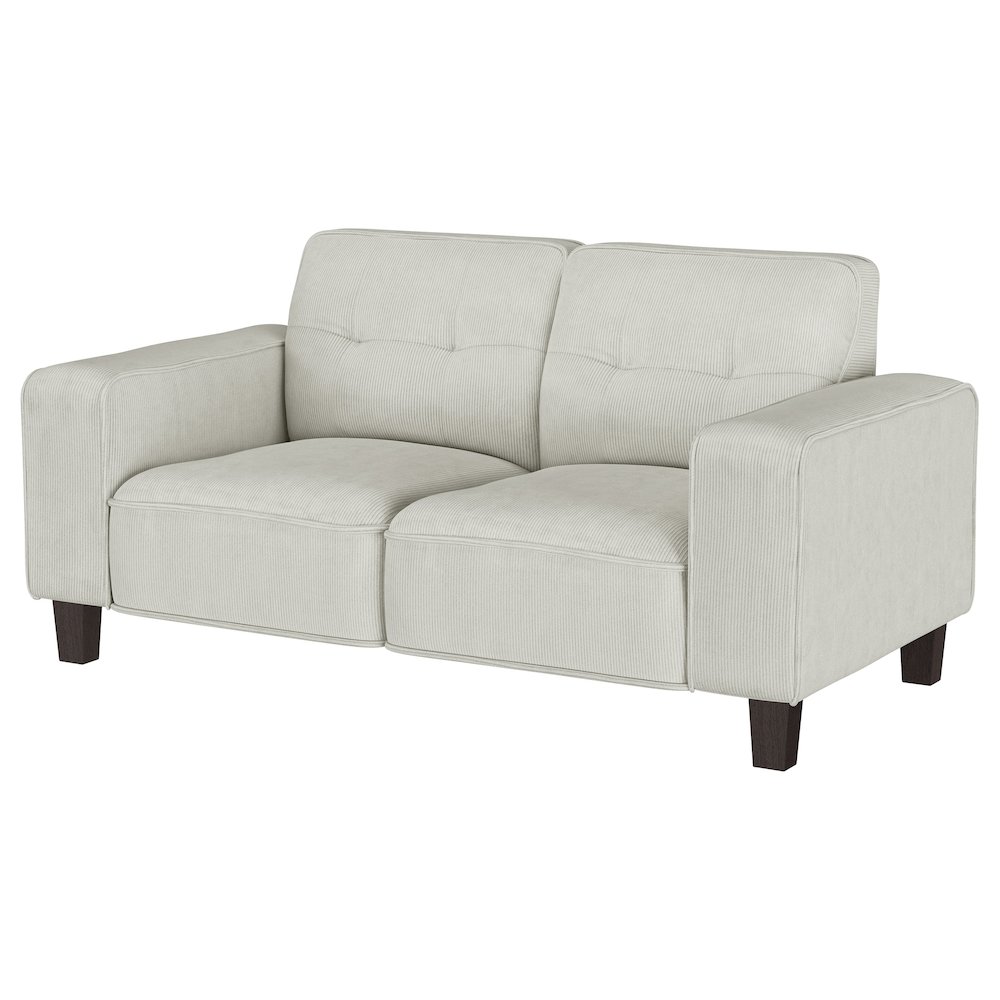 Deerhurst Upholstered Track Arm Tufted Loveseat Greige. Picture 4