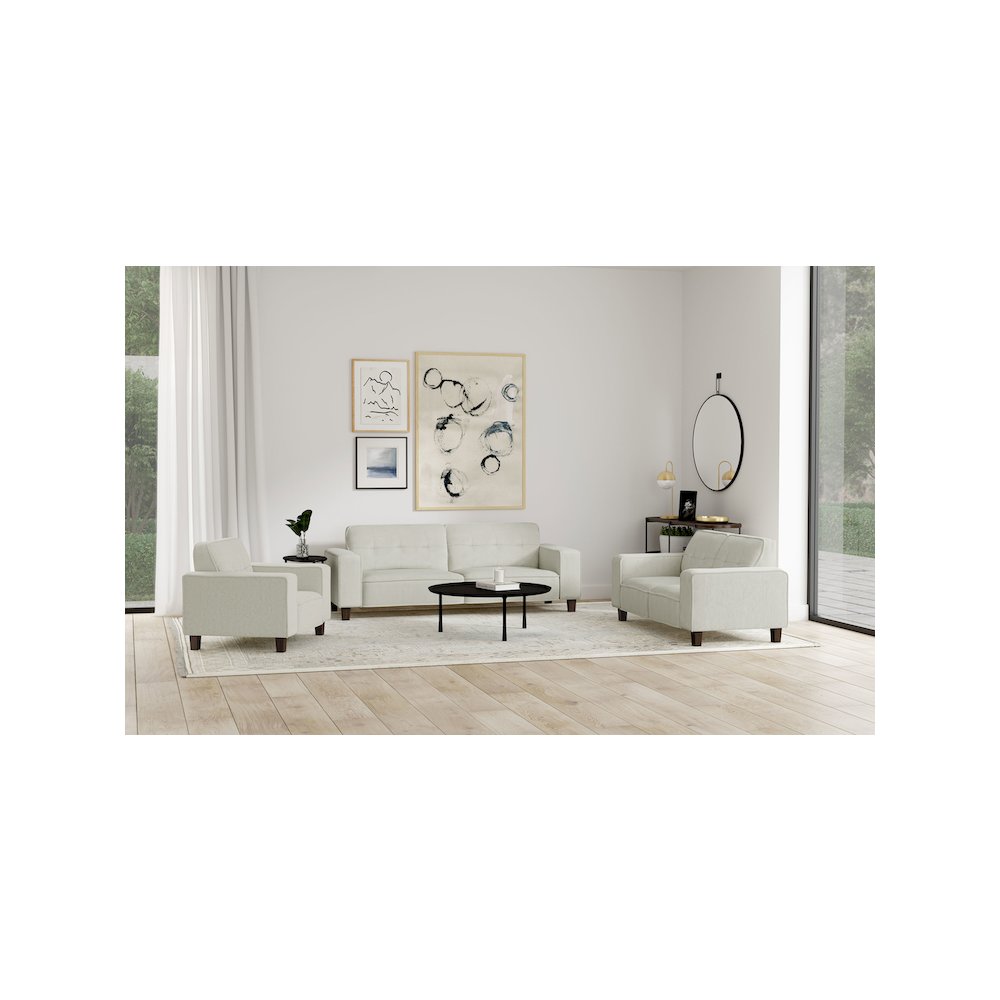 Deerhurst Upholstered Track Arm Tufted Loveseat Greige. Picture 12