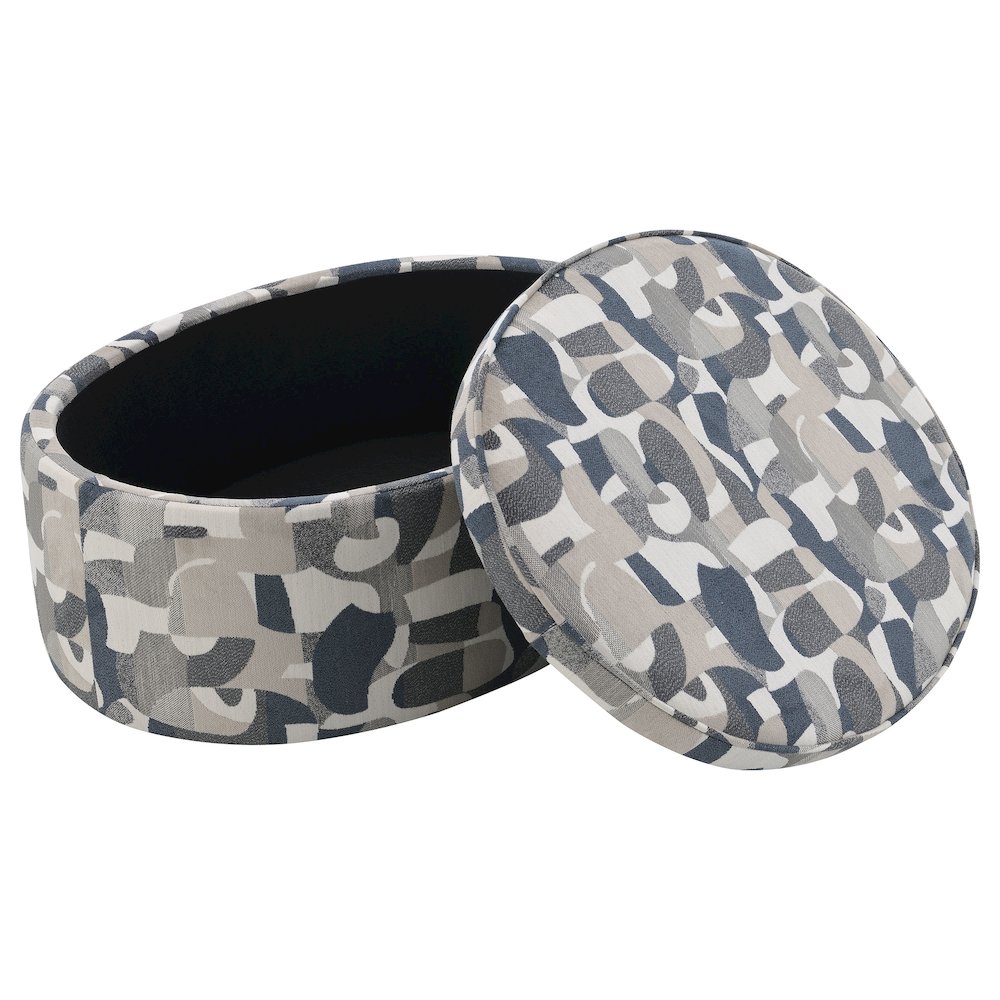 Tomkins Oval Upholstered Storage Ottoman Indigo Blue. Picture 3