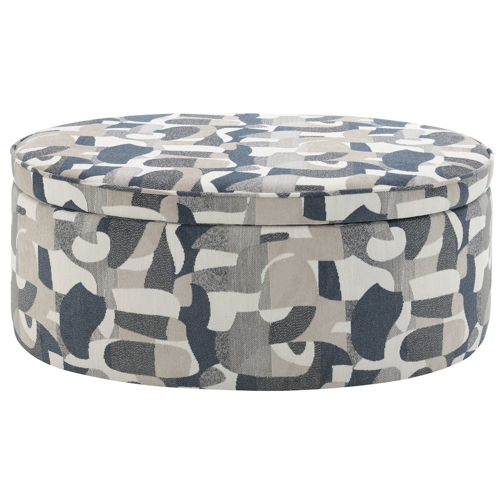 Tomkins Oval Upholstered Storage Ottoman Indigo Blue. Picture 4