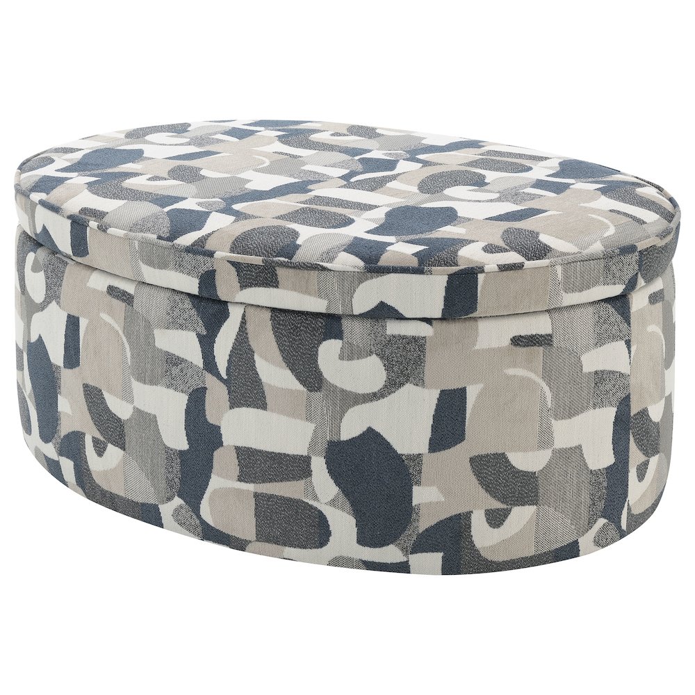 Tomkins Oval Upholstered Storage Ottoman Indigo Blue. Picture 5