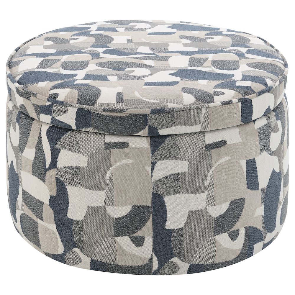 Tomkins Oval Upholstered Storage Ottoman Indigo Blue. Picture 6
