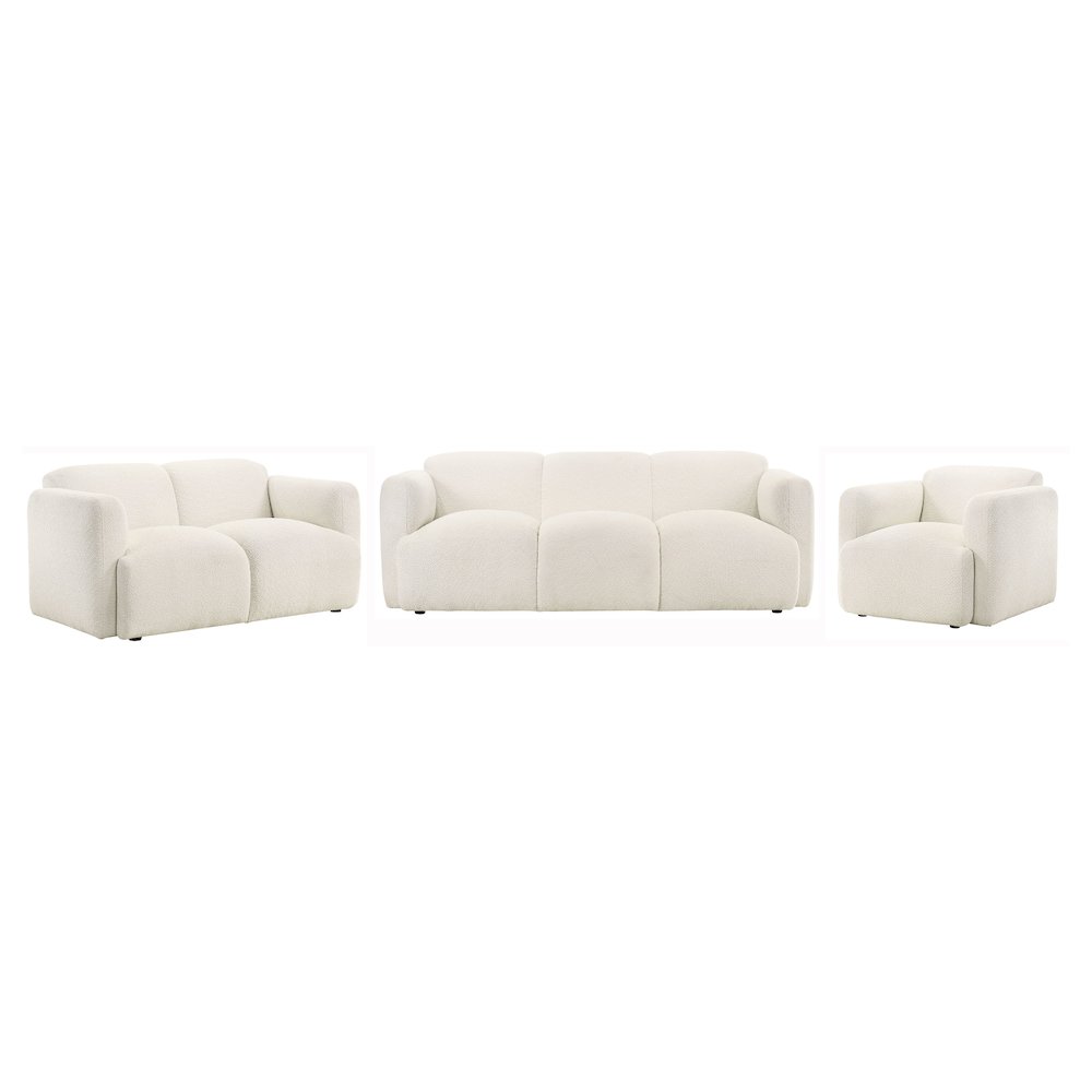 Dorset 3-piece Upholstered Round Track Arm Sofa Set White. Picture 1