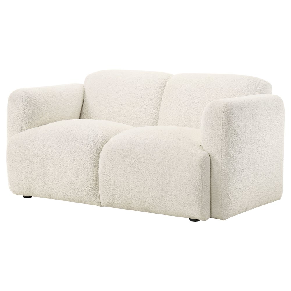 Dorset Fabric Upholstered Round Track Arm Loveseat White. Picture 3