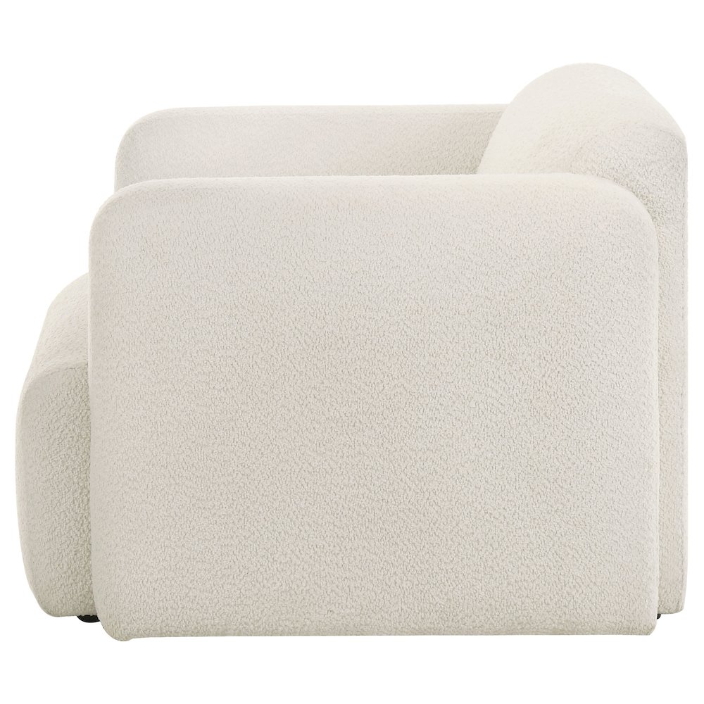 Dorset Fabric Upholstered Round Track Arm Accent Chair White. Picture 4