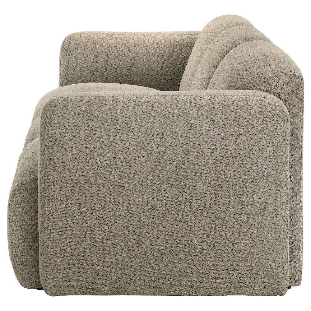 Dorset Fabric Upholstered Round Track Arm Sofa Brown. Picture 4