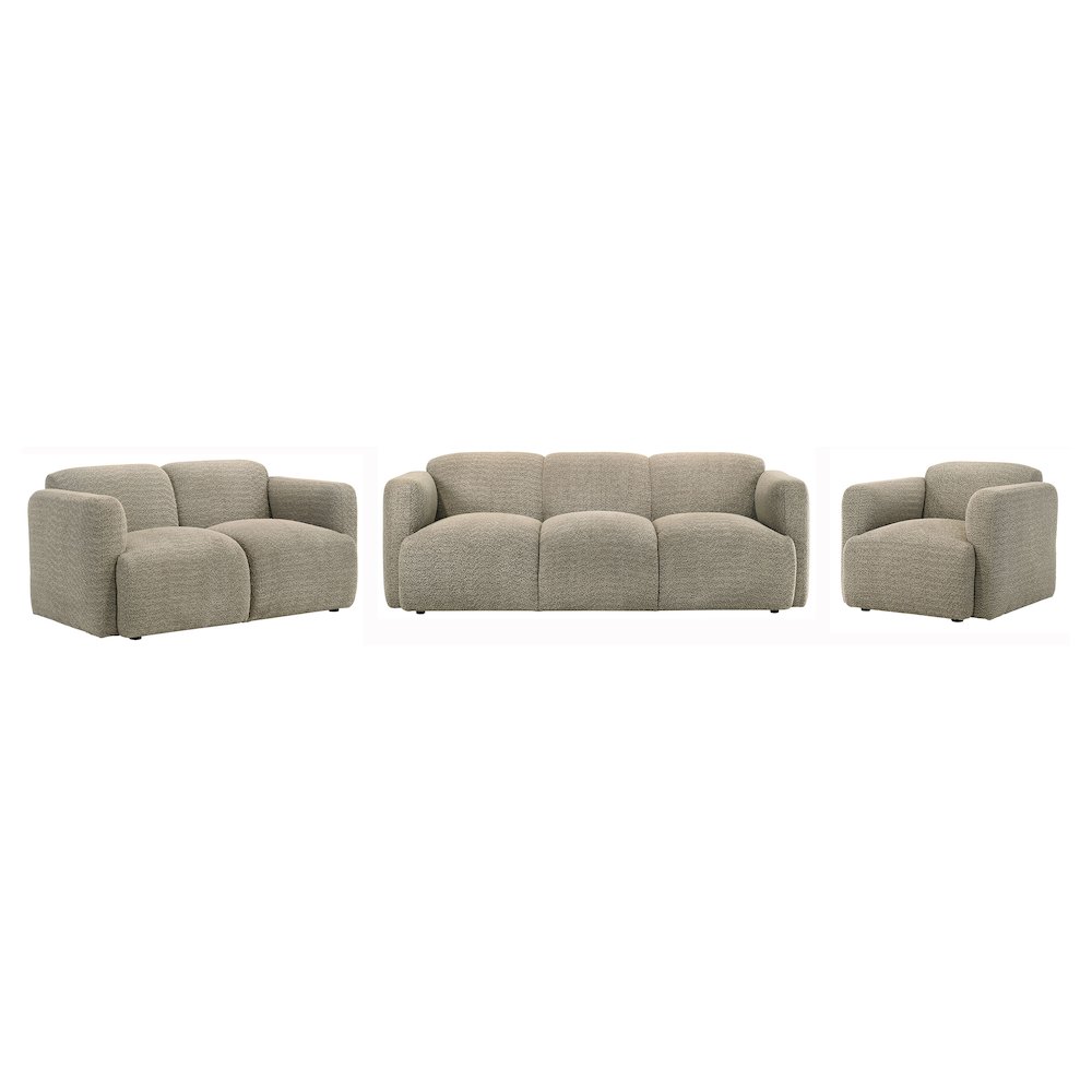 Dorset 3-piece Upholstered Round Track Arm Sofa Set Brown. Picture 1