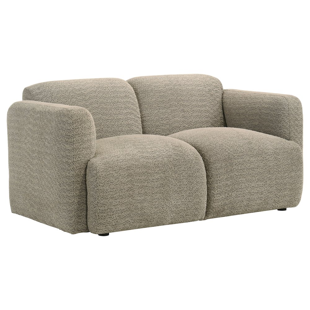 Dorset Fabric Upholstered Round Track Arm Loveseat Brown. Picture 1